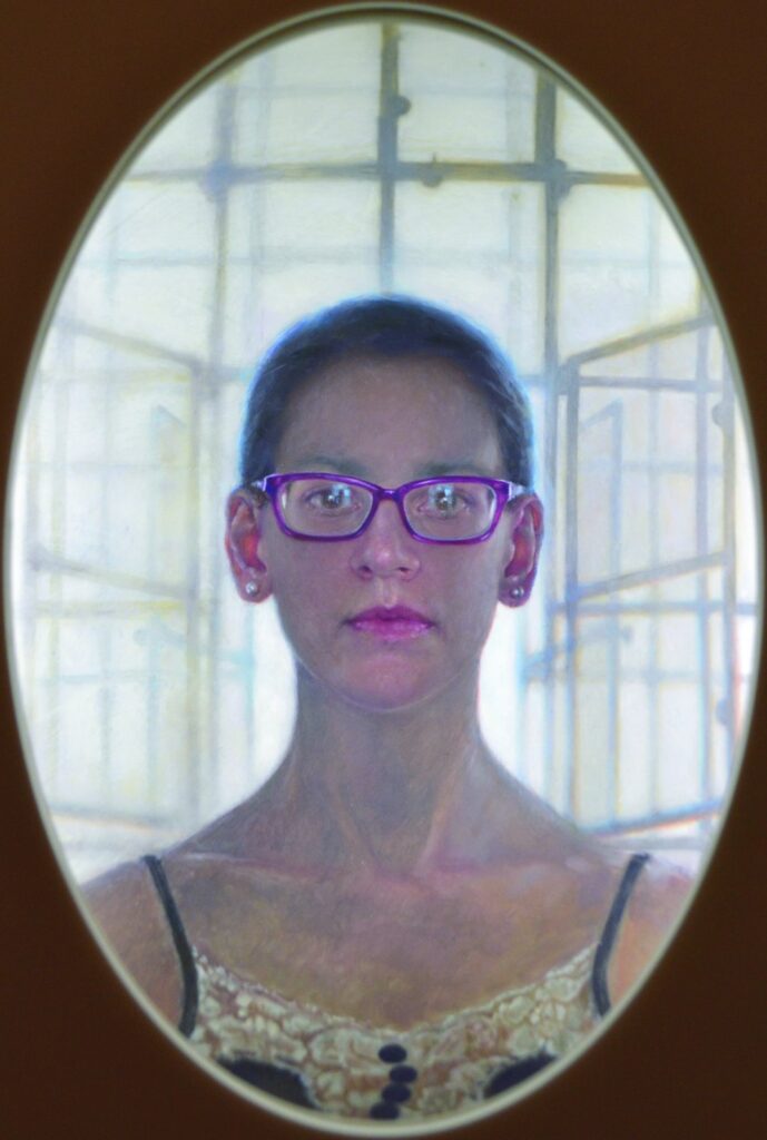Symmetry/Asymmetry, by Anna Wakitsch, 2016, Oil on acrylic bowl with LED lights and acrylic box