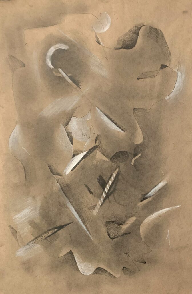 Abstract #1, by Julie Walsh, 2019, graphite and white chalk on paper