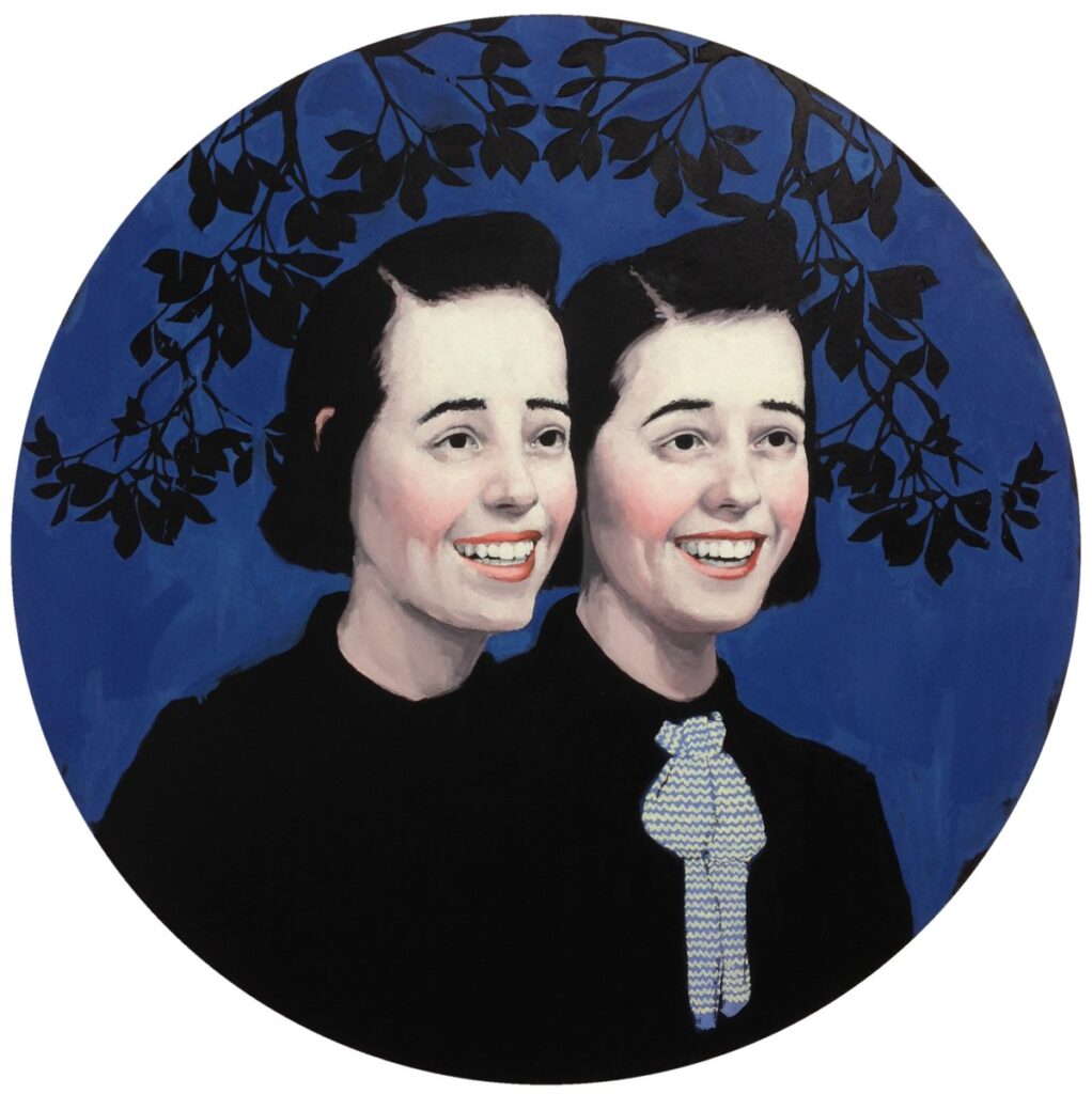 Blue, by Mitra Walter, 2014, Oil on maple panel, 30 inches diameter