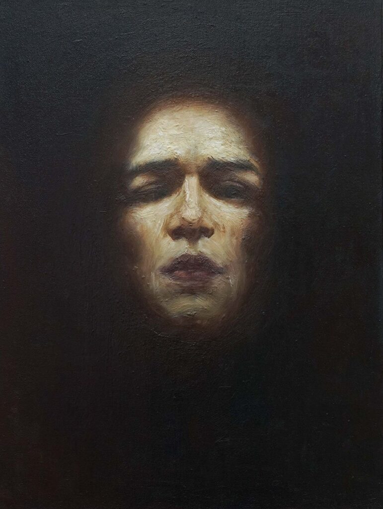 Blind Singer, by Hao Wang, 2022, oil on canvas
