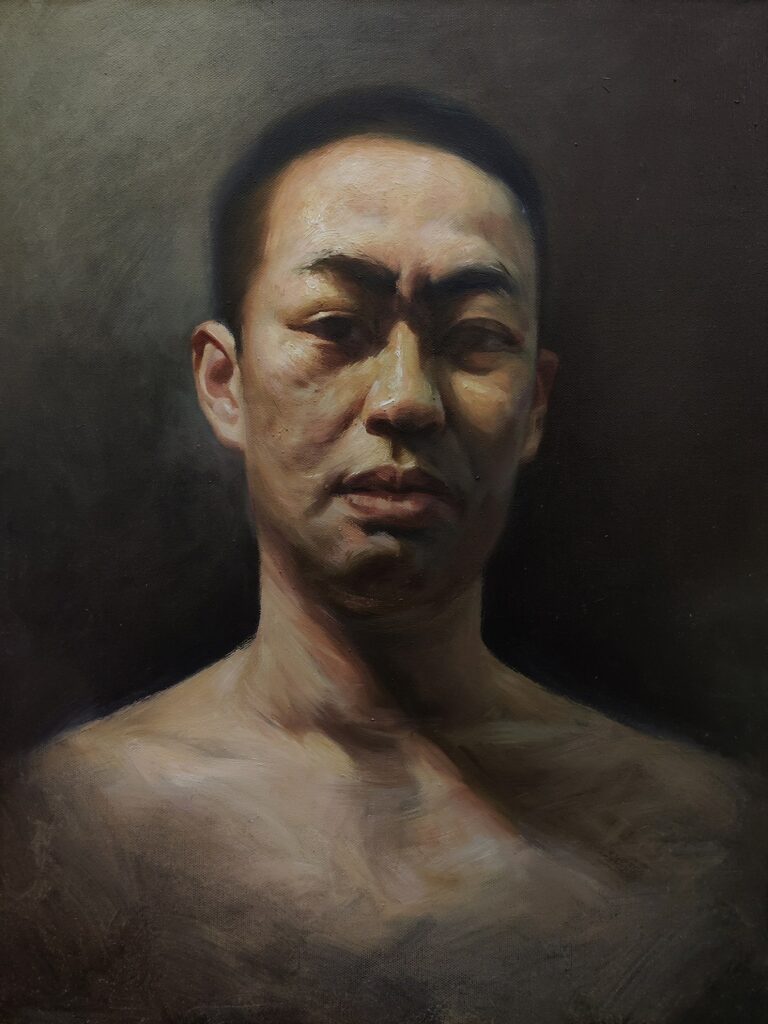 Self-Portrait, by Hao Wang, 2022, oil on canvas