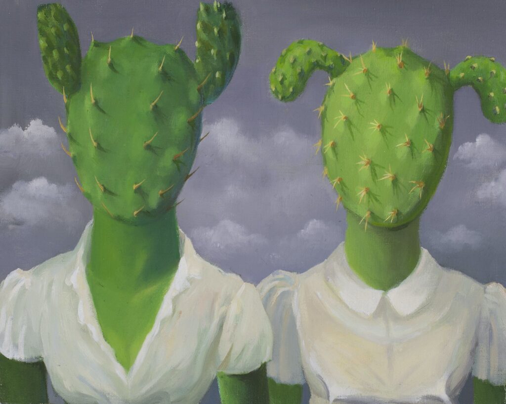Cactus Sisters, by Jingyi Wang, 2020, oil on panel