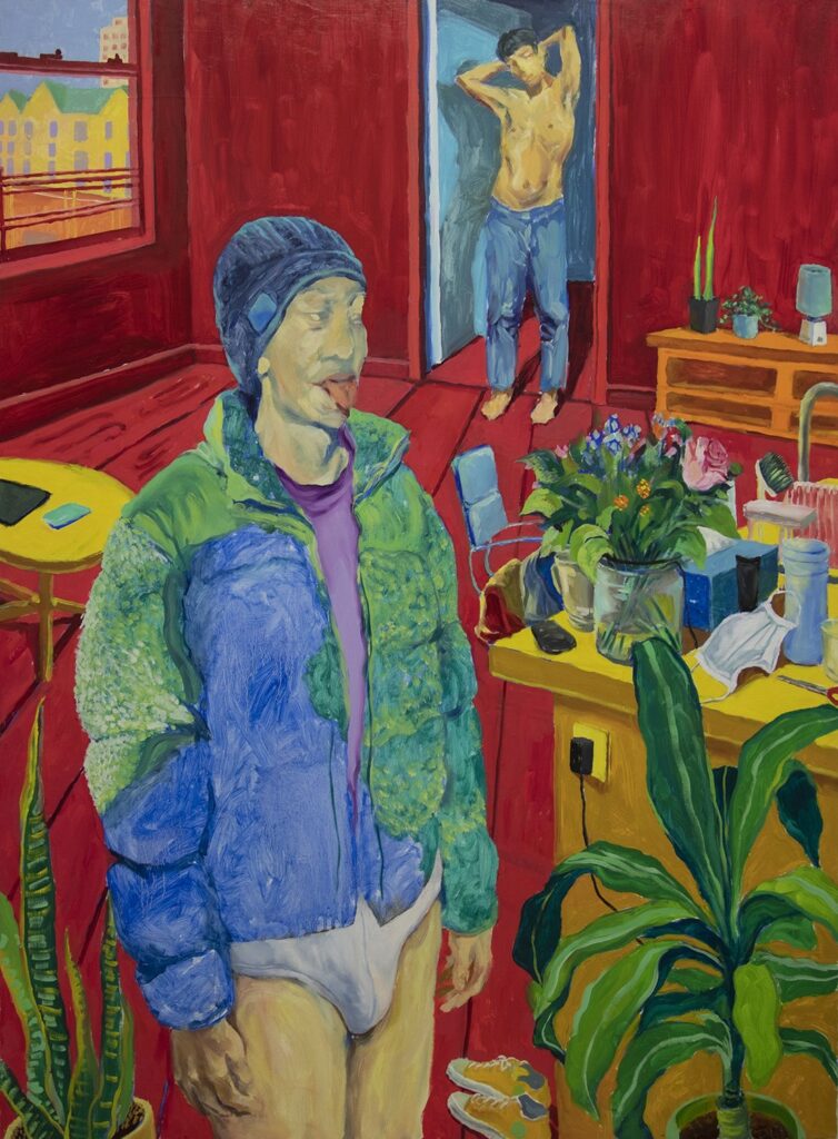 Two Men in the Room, by Li Wang, 2022, oil on canvas