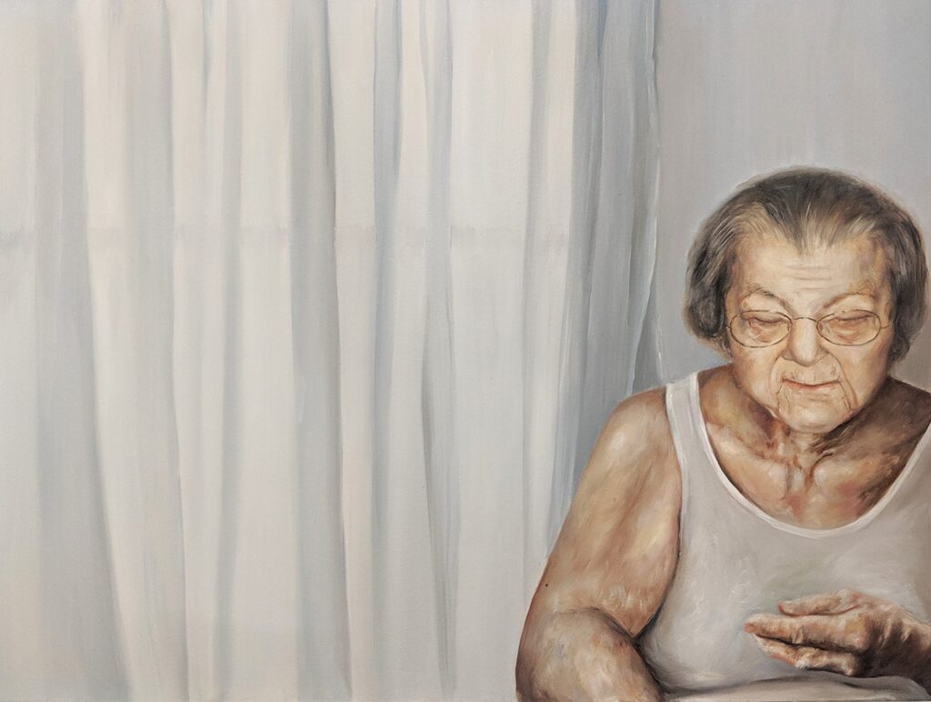 Curtain, by Sophia Weisensel, 2019, oil on canvas