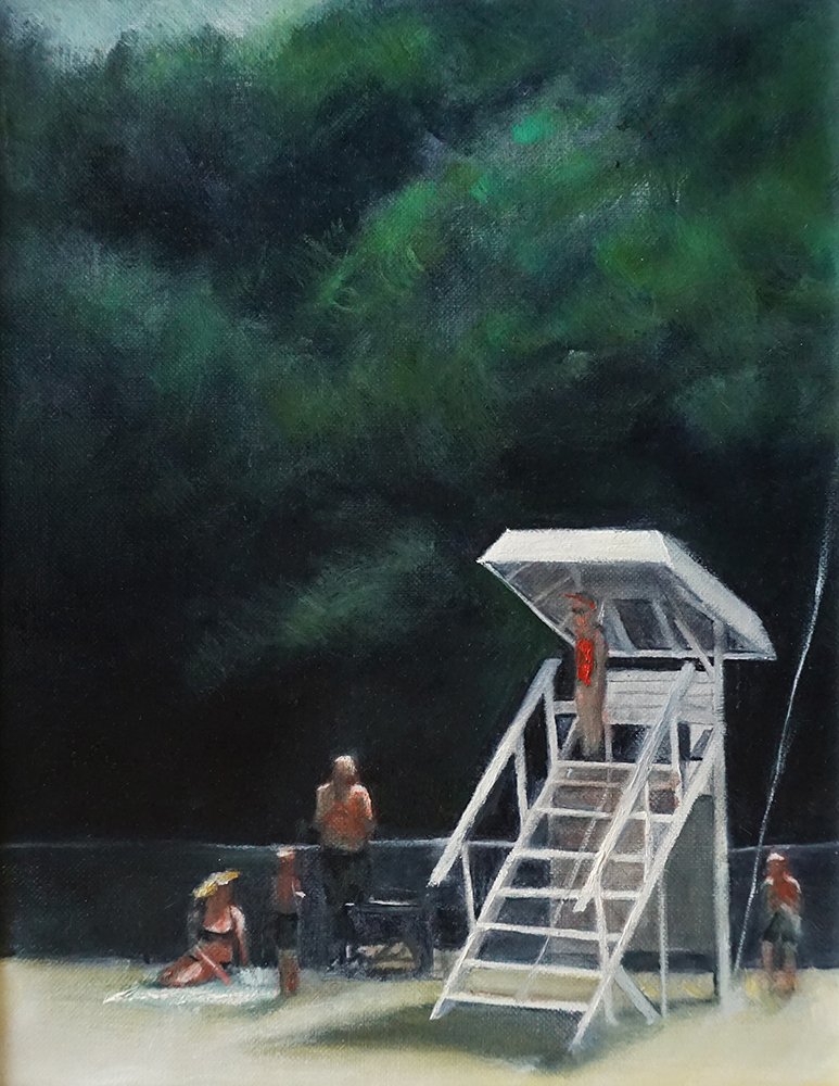 Lifeguard Stand, by Sophia Weisensel, 2024, oil on linen panel