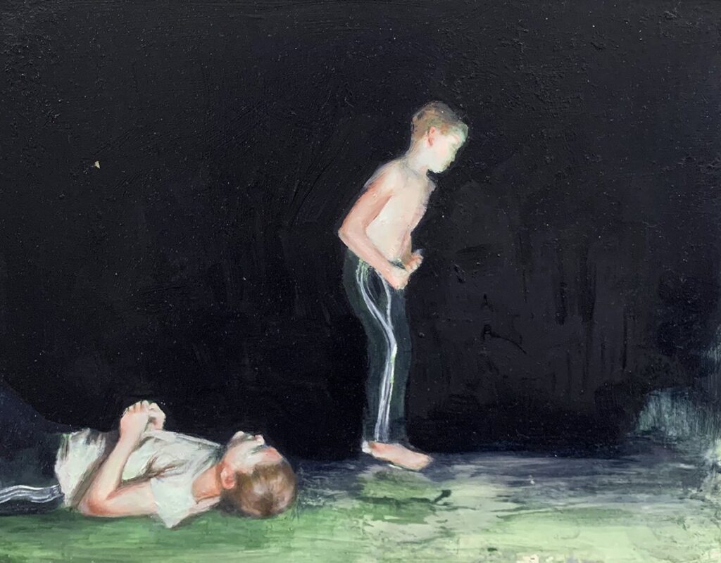 Porch Light, The Boys, by Sophia Weisensel, 2022, oil on panel