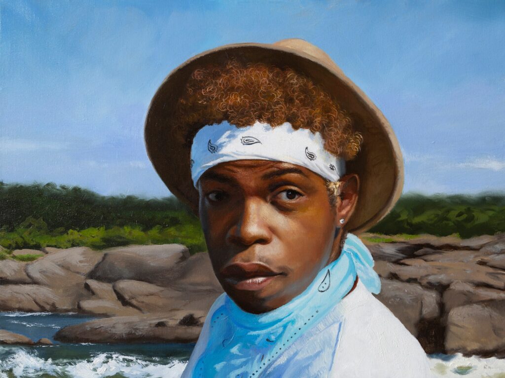 Portrait of Tony by the River, by Julianna Wells, 2020, oil on linen
