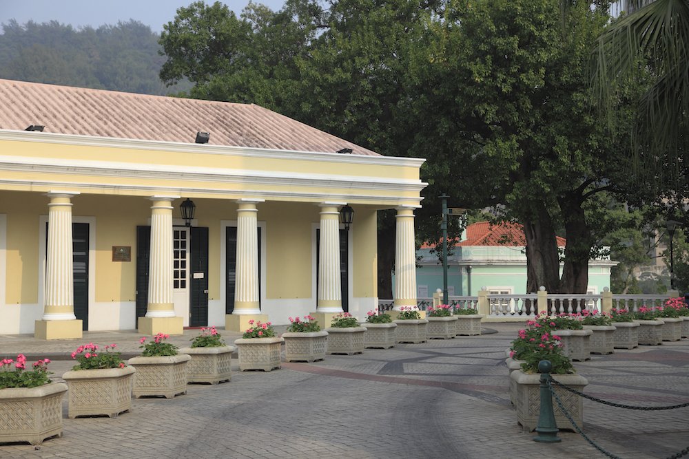 Front Court Yard of Our Lady of Carmel Church in Taipa, by Wendy Connett, 2013, photograph