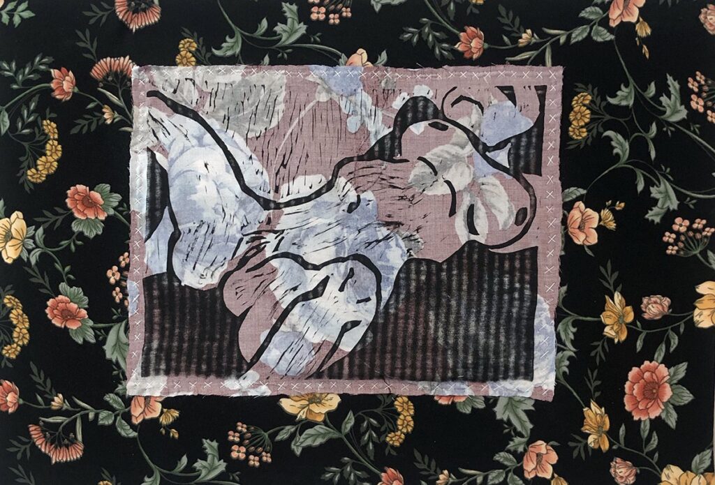 You're So Beautiful 2, by Jacque White, 2019, lithograph on fabric sewn to stretched canvas