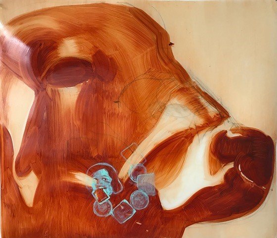 Brahmin, by Lucy Winton, 2016, Oil and graphite on polypropylene paper