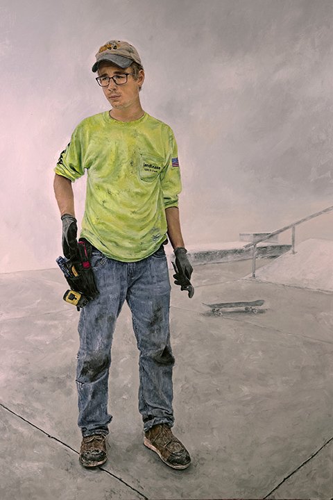 Sparky, by Rhealin Wlos, 2018, oil on masonite