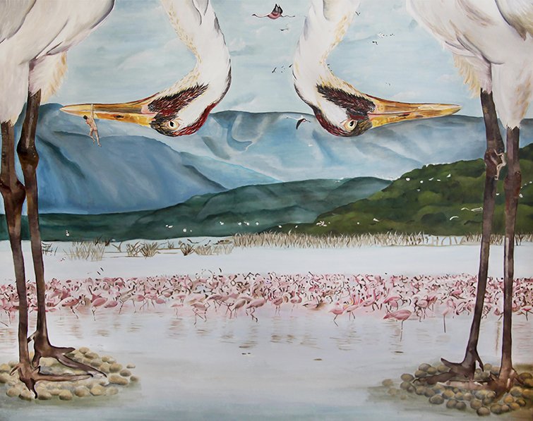 Whooping Crane, by Clarissa Wong, 2019, oil on canvas