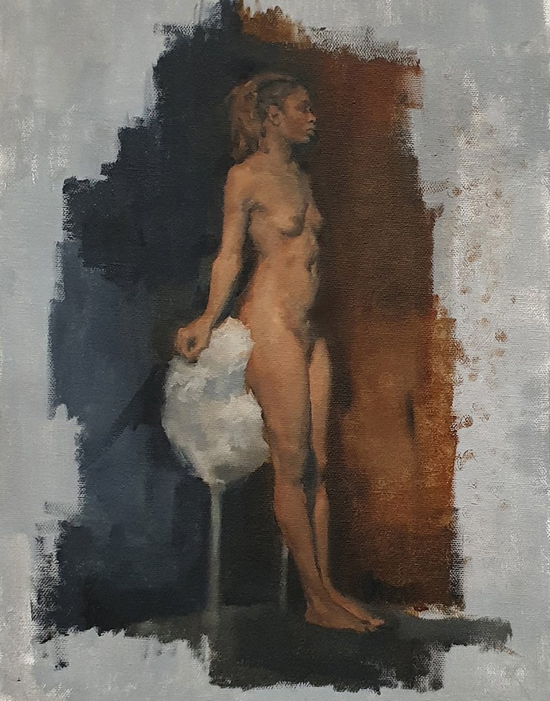 Figure and Fur, by Patricia Wongkar, 2019, oil on canvas