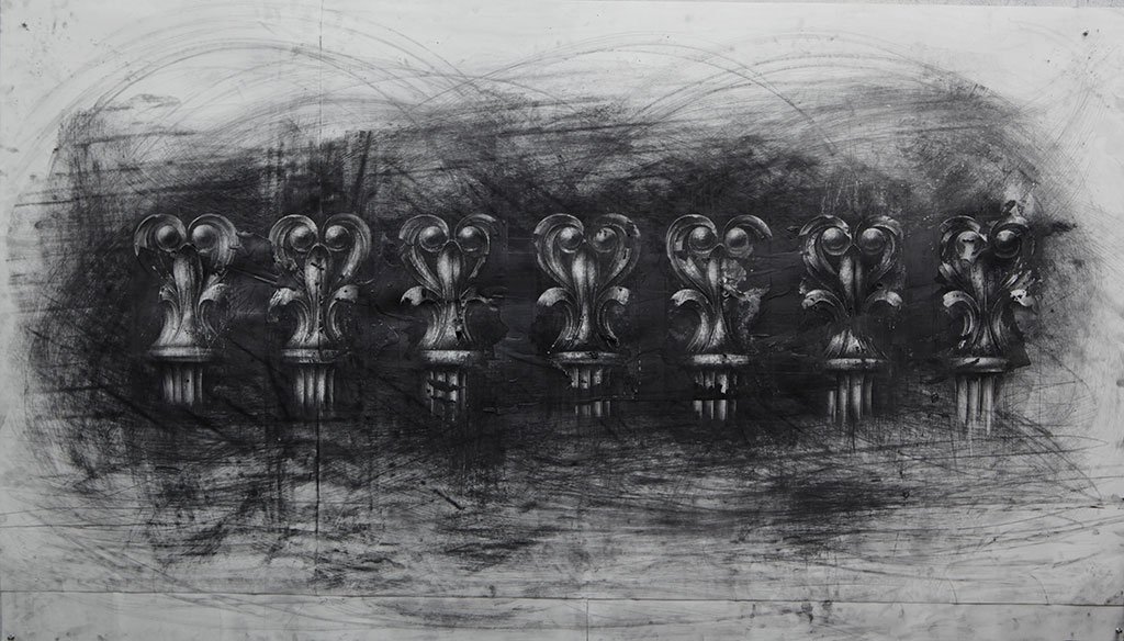 Ritz-Carlton Study, by Matthew Woodward, 2011, Graphite and multimedia on paper