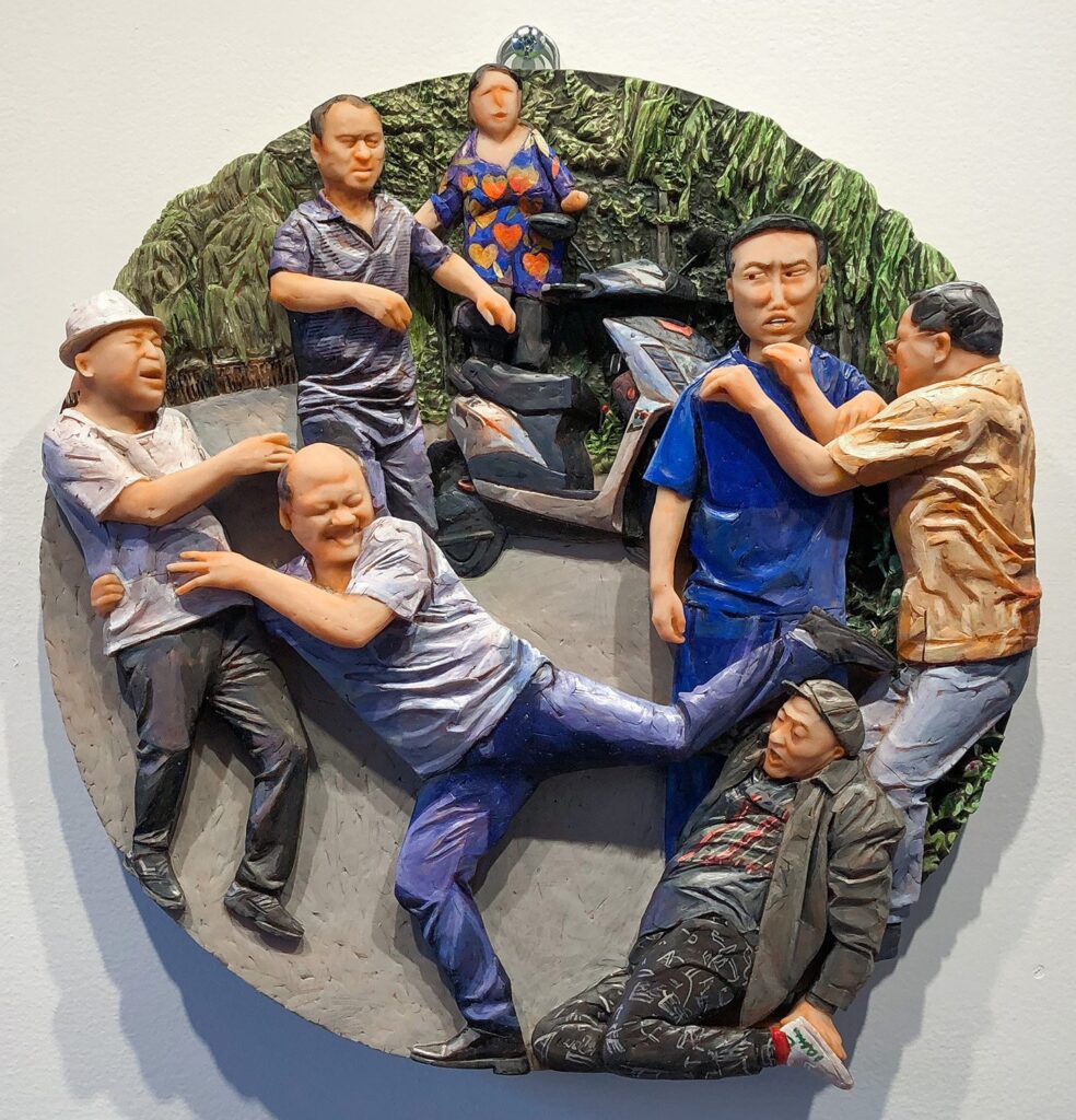 Country Love: Gang War, by Jiannan Wu, 2020, acrylic on resin and wood