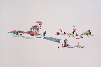 Windmill Island, by Eva Wylie, 2010, ink on paper and mylar