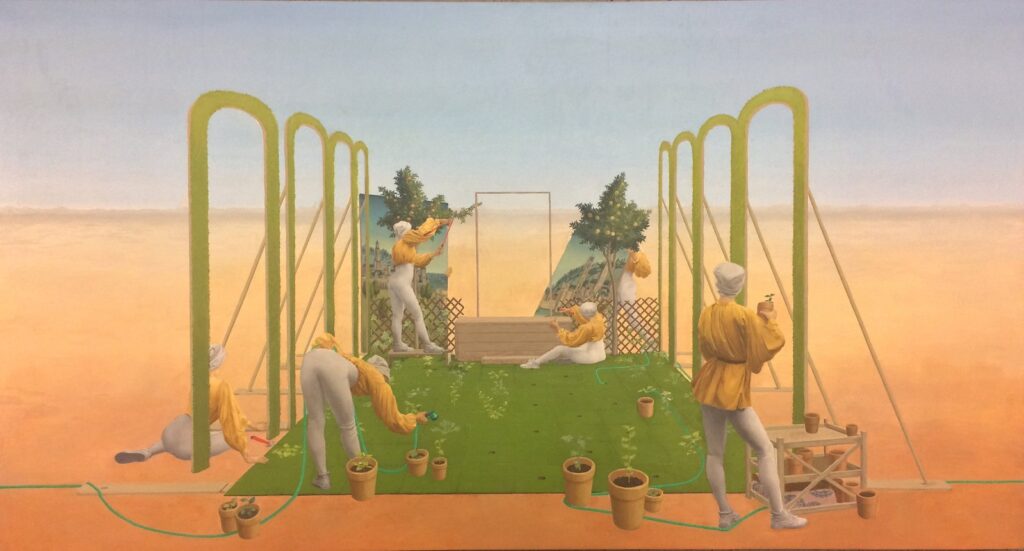 The Interns, by Atalanta Xanthe, 2018, oil on panel
