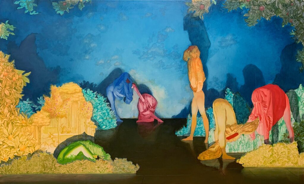 Dress Rehearsal, by Atalanta Xanthe, 2019, oil on linen