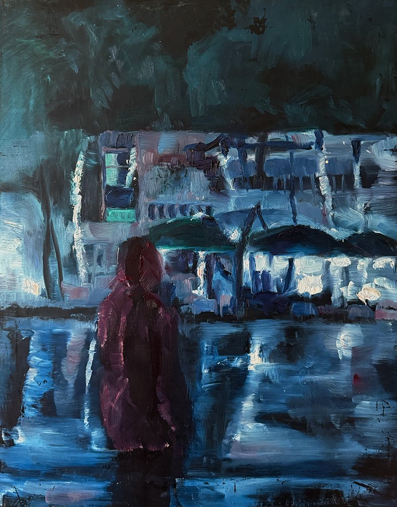 One Night in Miami, by Nan Xu, 2024, oil on panel