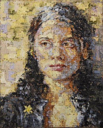 Mireya, by Kiley Amesklein, 2011, Oil on burlap on panel