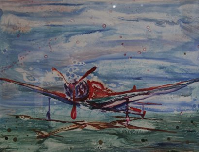 Night Flight, by Christina Barber, 2011, Watercolor monotype