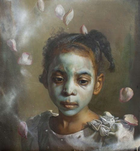 Flower Girl, by Margaret Bowland, 2011, Oil, tar and krylon on linen