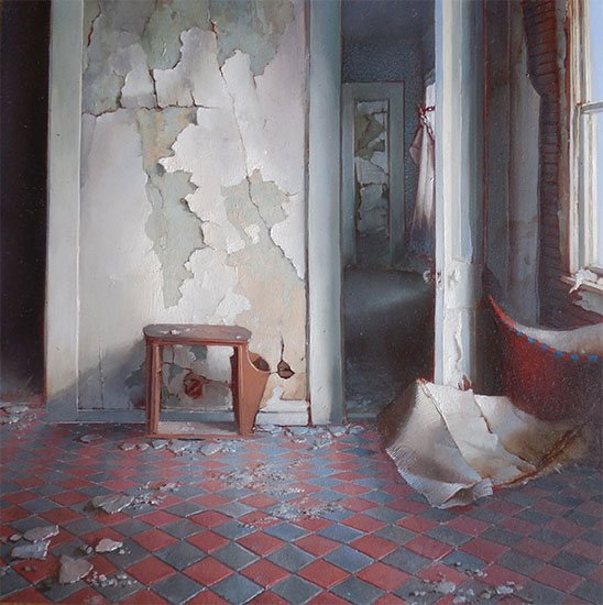 Golden, by Dina Brodsky, 2013, Oil on mylar on plexiglas