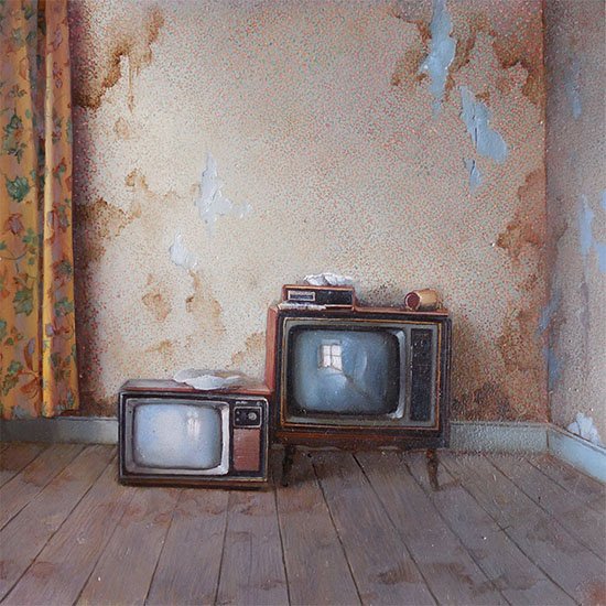 Unplugged, by Dina Brodsky, 2013, Oil on mylar on plexiglas