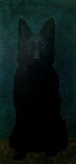 Blue Dog, by Zachary Brown, 2013, Oil and copper on panel