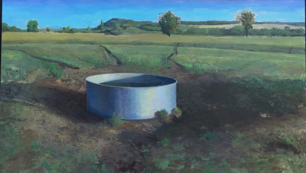 Cow Tank / Terror Management 1, by Daniel daSilva, 2015, Oil on panel