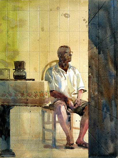 Dad, by Marcelo Daldoce, 2015, Watercolor on board