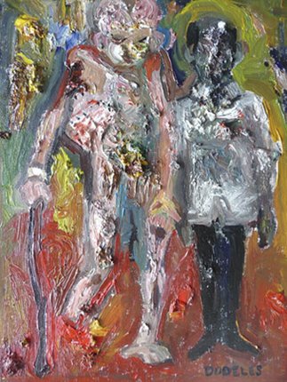Patient with Doctor, by Elise Dodeles, 2011, Oil on board