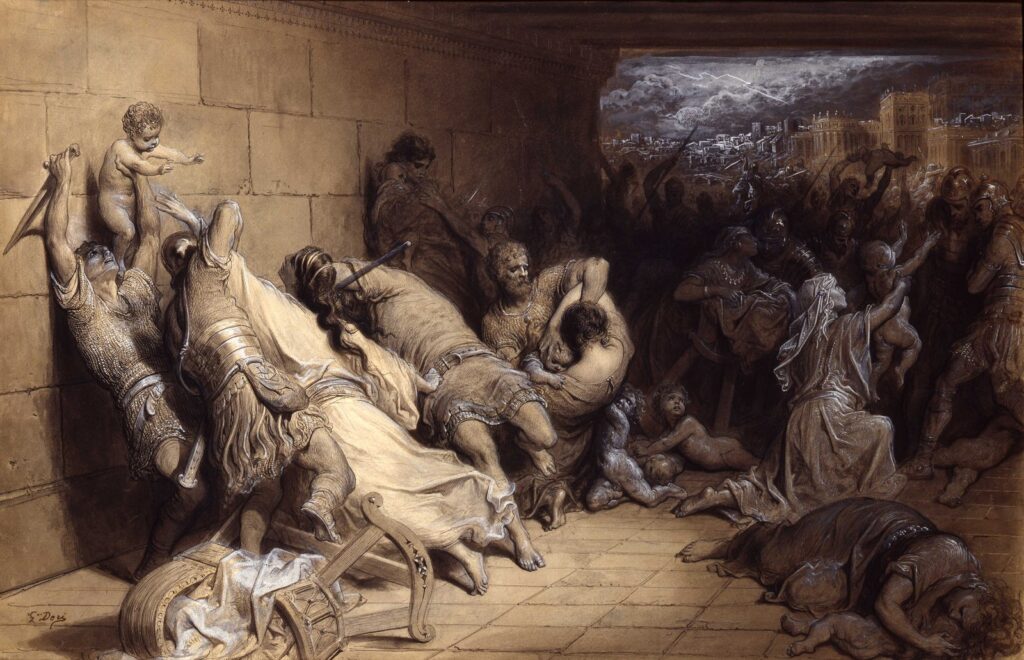 Gustave Doré, The Massacre of the Innocents, ca, by Paul Gustave Doré, 1869, ink, and ink wash heightened with white gouache on wove paper