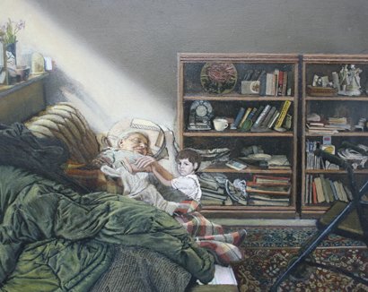Dusya with Boy, by Maya Brodsky, 2011, Oil on panel