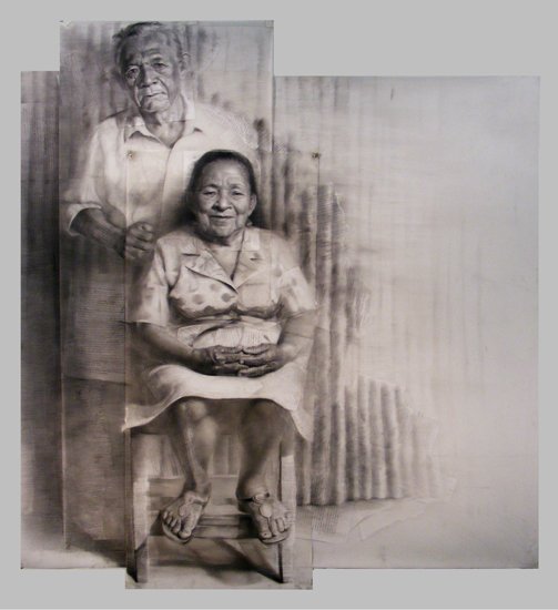 Cucho & Soledad, by Daniel Esquivia Zapata, 2011, Graphite, conte, and gesso on mylar