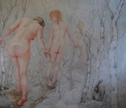 Into the Woods, by Nicole Etienne, 2009, oil and charcoal on linen
