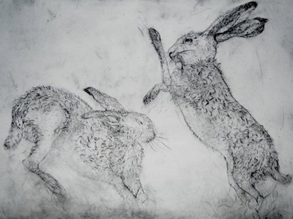 Love is in the Air, by Nicole Etienne, 2009, etching, ink on paper