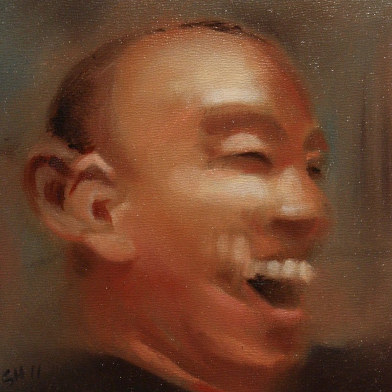 Chris Laughing, by Sean Hyland, 2012, Oil on cradled panel