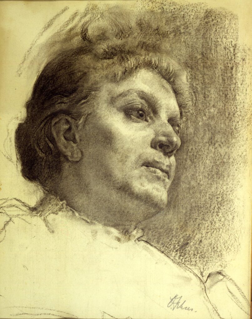 Head of a Woman, ca, by Oscar Fehrer, 1897, Charcoal on paper