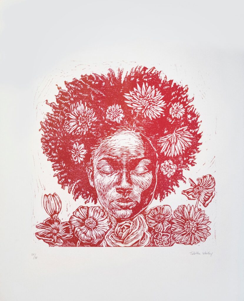 Afro Flowers Red, by Tabitha Whitley, 2020