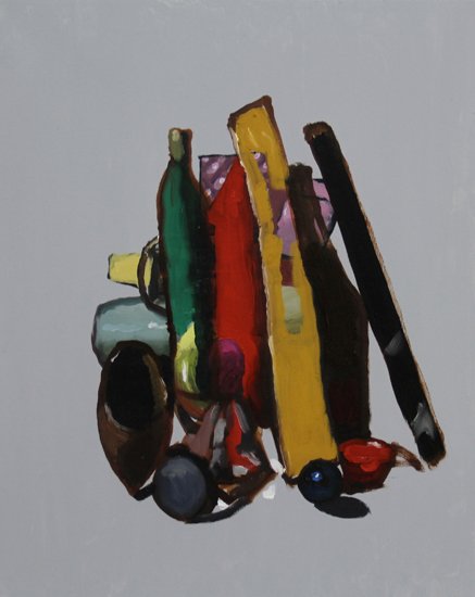 Yellow, Red, and Green Still Life, by Meg Franklin, 2014, Oil on canvas