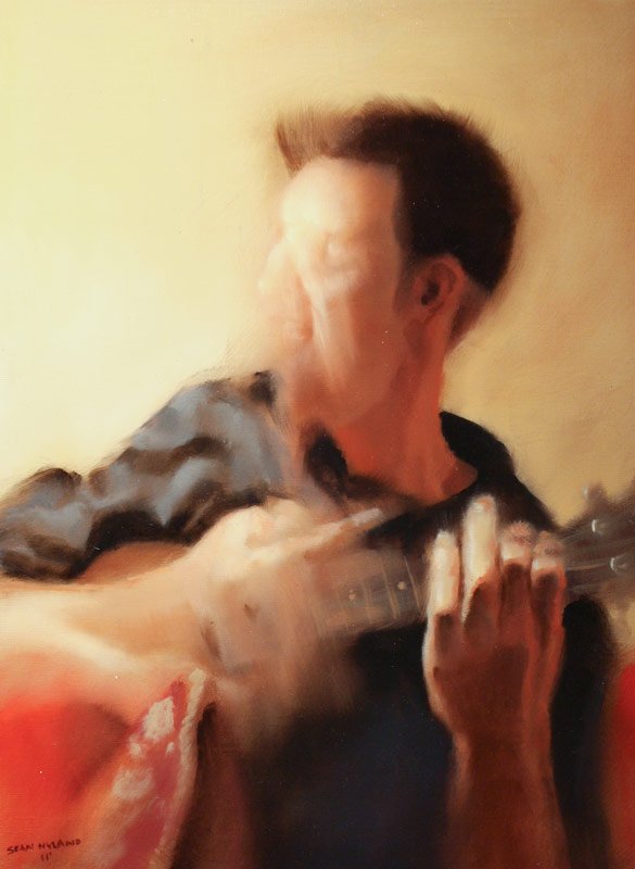 John Playing the Ukulele, by Sean Hyland, 2011, Oil on cradled panel