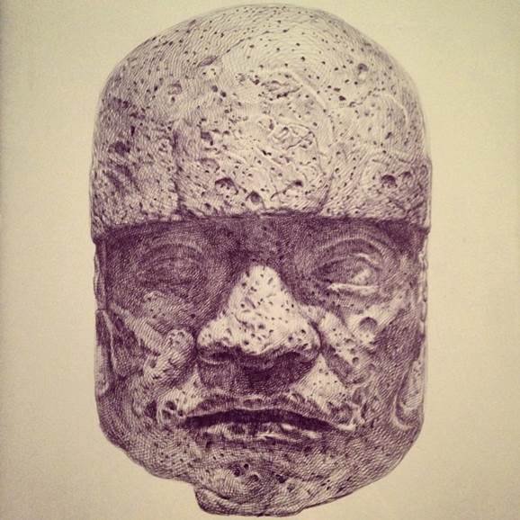 Olmec, by Guno Park, 2014, Ink on paper