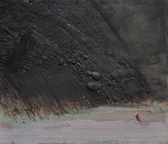 Cliff, by Erinn Heilman, 2015, graphite, acrylic, charcoal, oil on panel
