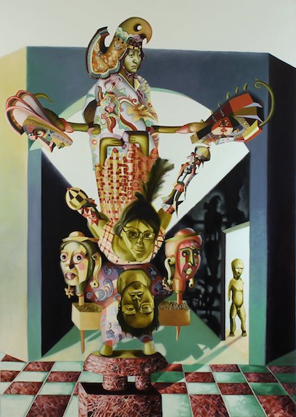 Totem, Tower, or Acrobats, by Jacob Hicks, 2012, Oil on canvas