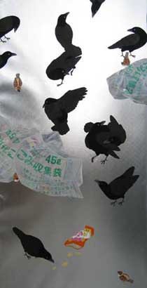 Picture of Crow and Garbage Tokyo, by Tat Ito, 2008, acrylic on nylon