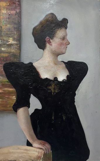 A Lady in Black After Klimt, by Yunsung Jang, 2016, Oil on paper
