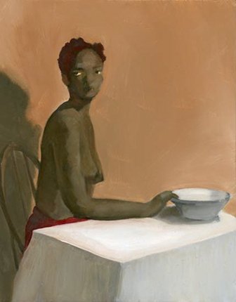 Woman and Bowl, by Tracey Langfitt, 2011, Oil on board