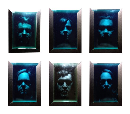 Faces, by James Linkous, 2014, Pencil on Plexiglas