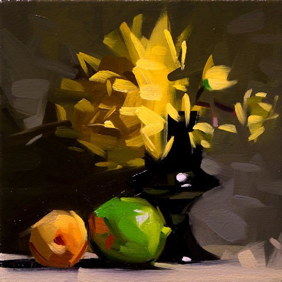 Yellow Flowers, by Dik F. Liu, 2012, Oil on panel